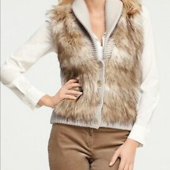 Ann Taylor Jackets & Blazers - Ann Taylor Faux Fur and Merino Wool/Cashmere Blend Sweater Vest, Size Small